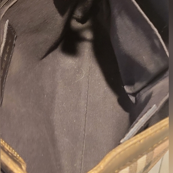 BURBERRY NOVA Check 🤎🌱🌼METALLIC bronze leather trim Bag. - Picture 9 of 12